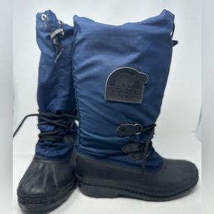 Women’s SOREL Kaufman Snowlion Tall Snow Boots Blue Size 8 Vintage